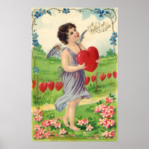 Vintage Valentines day, viktoriansk gel med hjärta Poster