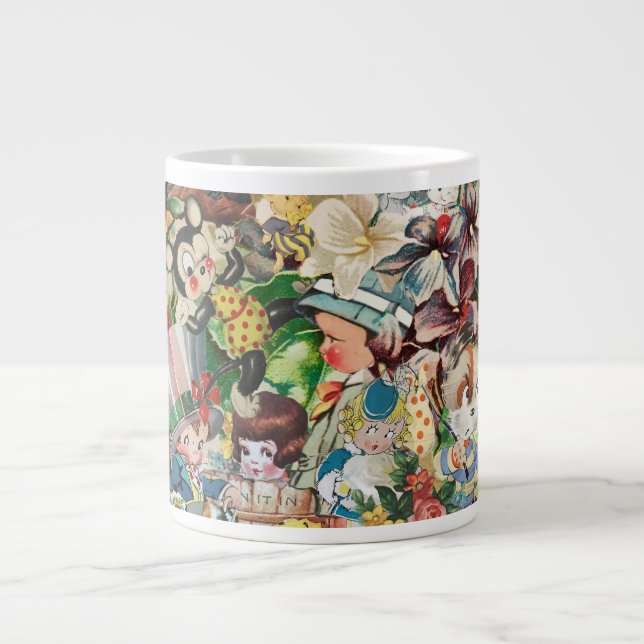 Vintage Valentines-kollage Jumbo Mugg (Framsidan)