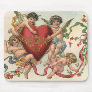 Vintage Valentines, Viktorian Änglar Cherubs Heart Musmatta