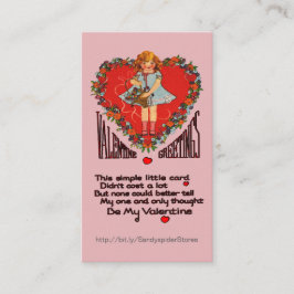 Vintage Valentineser Hjärtat Utandning hos flicka  Visitkort