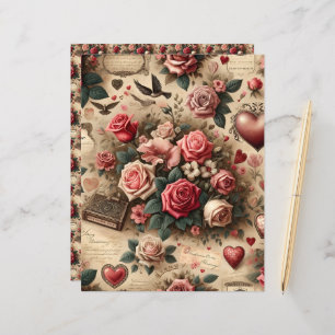 Vintage Valentineser Papper Ephemera Scrapbook