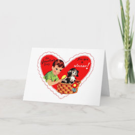 Vintage Valentineser valp Du är vinnare Helgkort