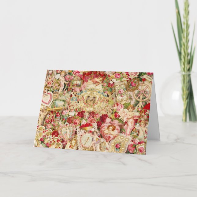 Vintage Valentiness Collage Helgkort (Framsida)