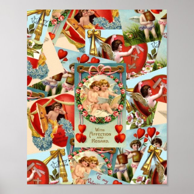 Vintage Valentiness-kollage Poster (Framsidan)