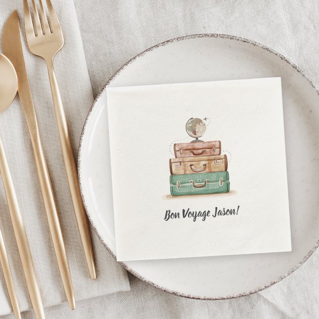 Vintage Valise Going Away Party Pappersservett (Skapare uppladdad)