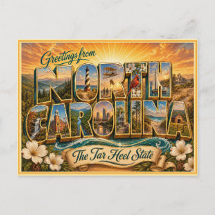 Vintage välkommen från North Carolina från vykort
