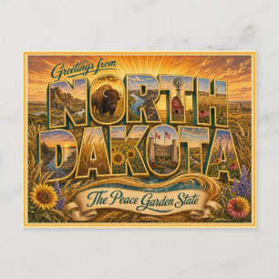 Vintage välkommen från North Dakota från vykort