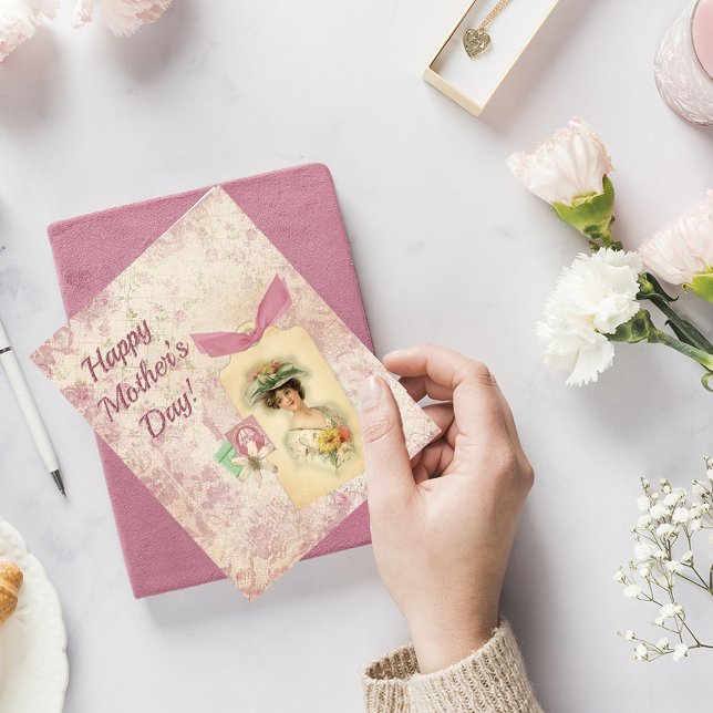 Vintage Välkommen Mors Dag Kort (Scrapbooked Mother's Day Card)