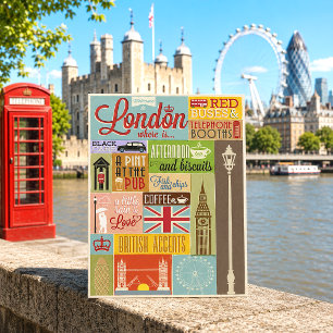 Vintage Välkommen till London Vykort