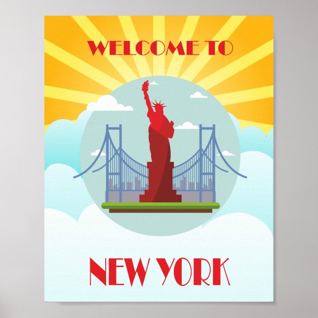 Vintage Välkommen till New York Travel Poster (Framsidan)
