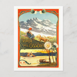 Vintage Valle Dell Ossola Resemaffisch Affisch Kor Vykort