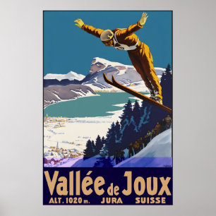 Vintage Vallée de Joux Schweiz Skid resa Poster