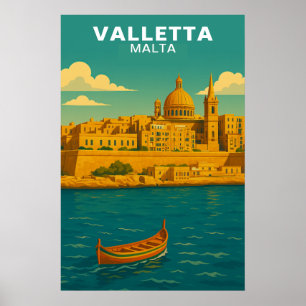 Vintage Valletta Malta Medelhavet Resor Poster
