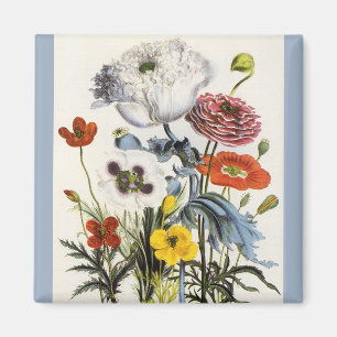 Vintage Vallmo i Trädgården, Viktorianska Blommor Magnet