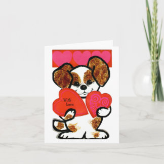 Vintage valp med hjärtkran Valentine Kort