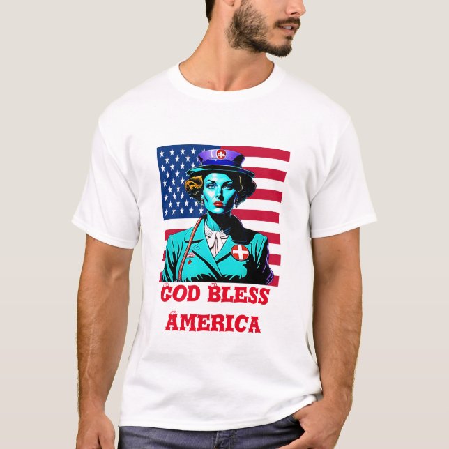 Vintage Välsigna dig Amerika T Shirt (Framsida)