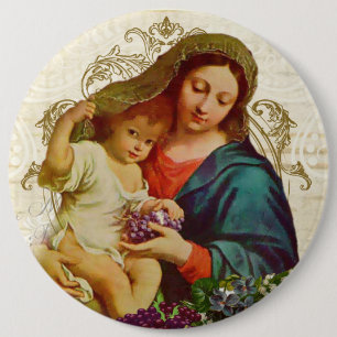 Vintage välsignade jungfruliga Mary med Jesus Knapp
