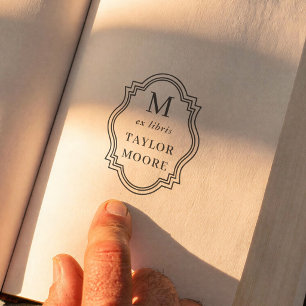 Vintage valvformad ram Minimal monogram Ex Libris Självfärgande Stämpel