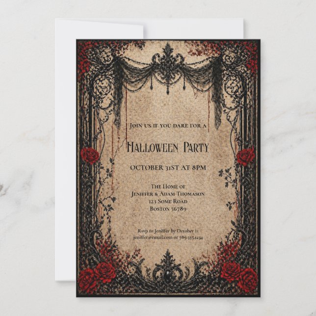 Vintage Vampire Halloween-fest inbjudan (Framsida)