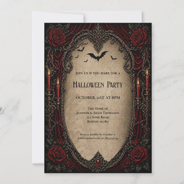 Vintage Vampire Halloween-fest inbjudan (Framsida)