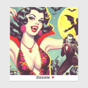 Vintage Vampire Horror Girl Klistermärken