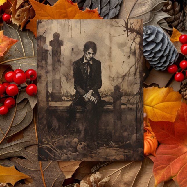 Vintage Vampire Photo Decoupage Vykort (Skapare uppladdad)