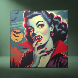 Vintage Vampire Woman Kakelplatta
