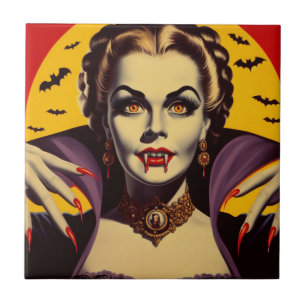 Vintage Vampire Woman Kakelplatta