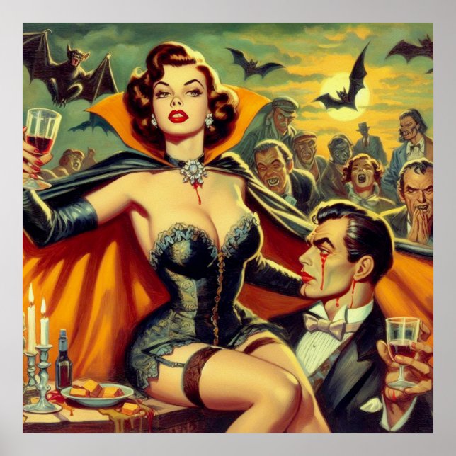 Vintage Vampire Woman Poster (Framsidan)