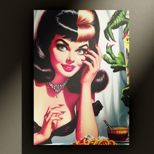 Vintage Vampire Woman Vykort