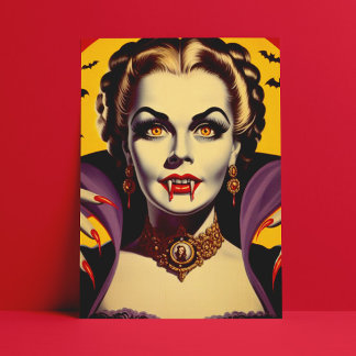 Vintage Vampire Woman Vykort