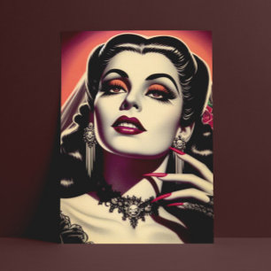 Vintage Vampire Woman Vykort