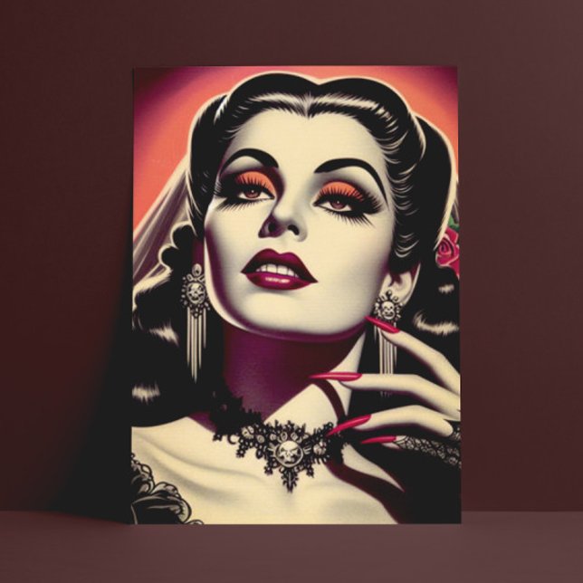 Vintage Vampire Woman Vykort (Skapare uppladdad)