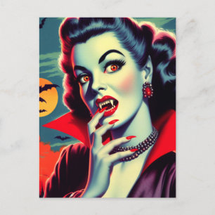 Vintage Vampire Woman Vykort