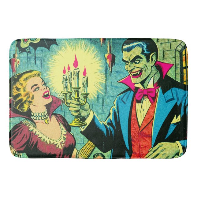 Vintage Vampre Horror Tecknader Badrumsmatta (Framsidan)