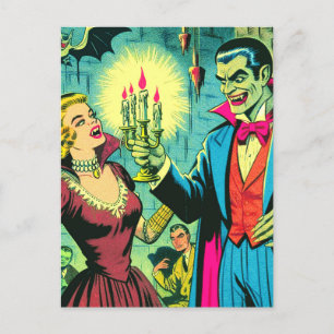 Vintage Vampre Horror Tecknader Vykort