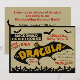 Vintage Vampre Marquee Anpassningsbar Text Hallowe Inbjudningar