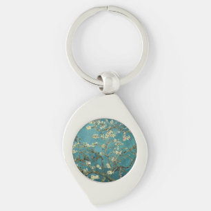 Vintage Van Gogh Almond Blommar Swirl Silverfärgad Nyckelring