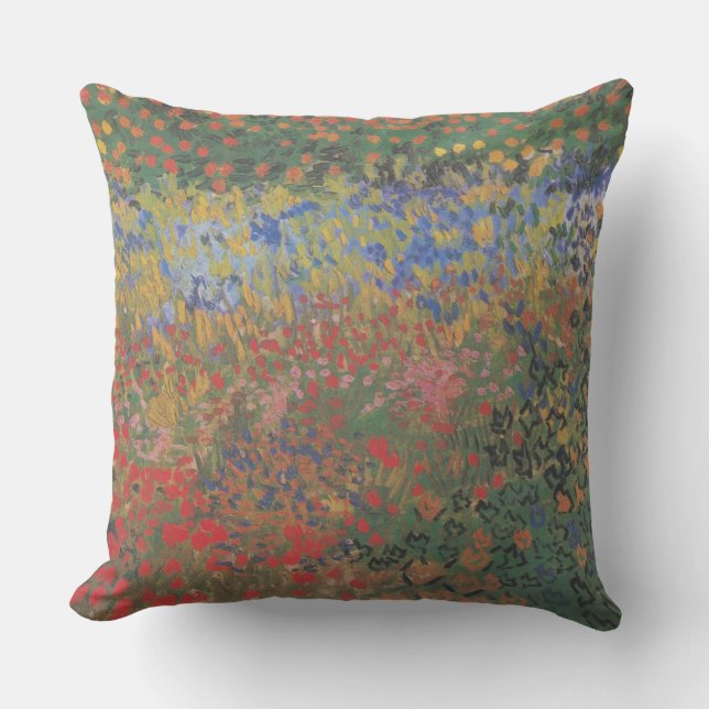 Vintage Van Gogh Blomsterträdgård Kudde (Framsida)
