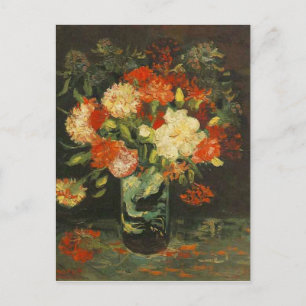 Vintage Van Gogh Flowers Red Vas med nejlikor Vykort