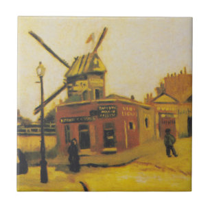 Vintage Van Gogh Paris Väderkvarn Målning Kakelplatta