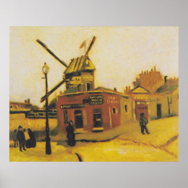 Vintage Van Gogh Paris Väderkvarn Målning Poster (Framsidan)