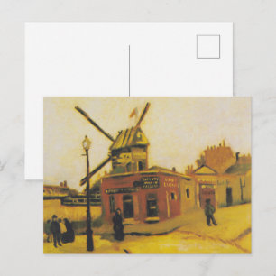 Vintage Van Gogh Paris Väderkvarn Målning Vykort