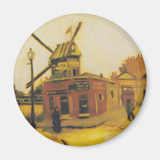 Vintage Van Gogh Paris Väderkvarnsmålning Magnet (Framsidan)