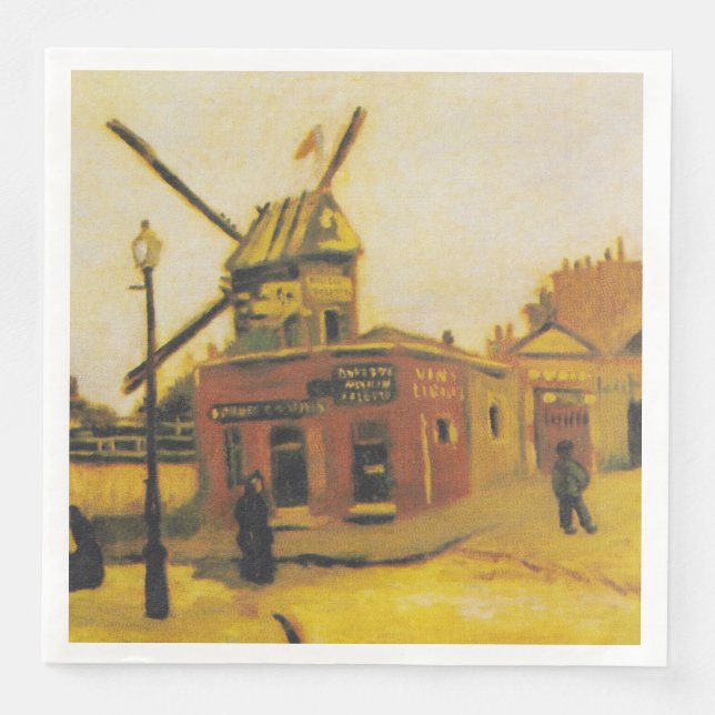 Vintage Van Gogh Paris Väderkvarnsmålning Pappersservett (Framsida)