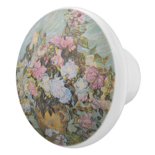 Vintage Van Gogh Vas med Rosa ros Knopp