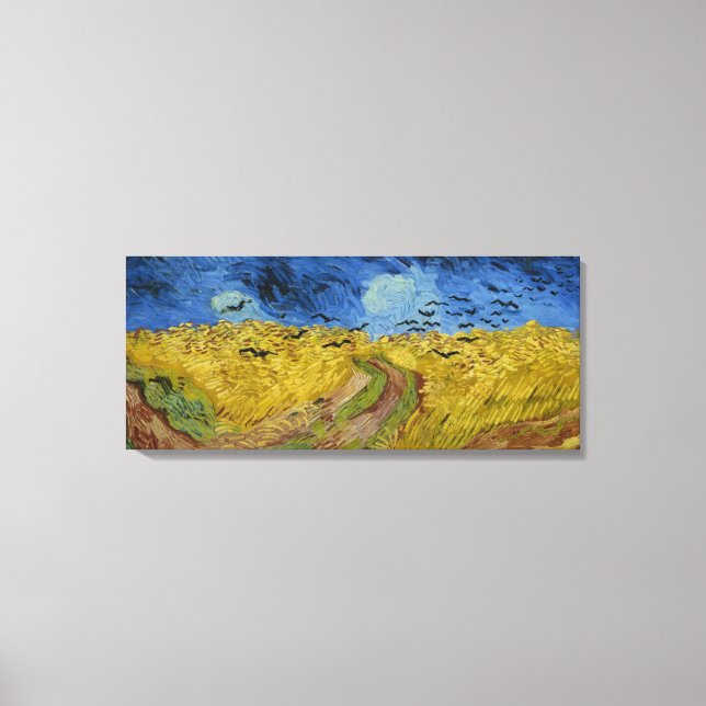 Vintage Van Gogh Wheatfield med Kråkor Canvastryck (Framsida)