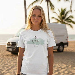 Vintage Van Life Sage Coastal Chic Girls T Shirt