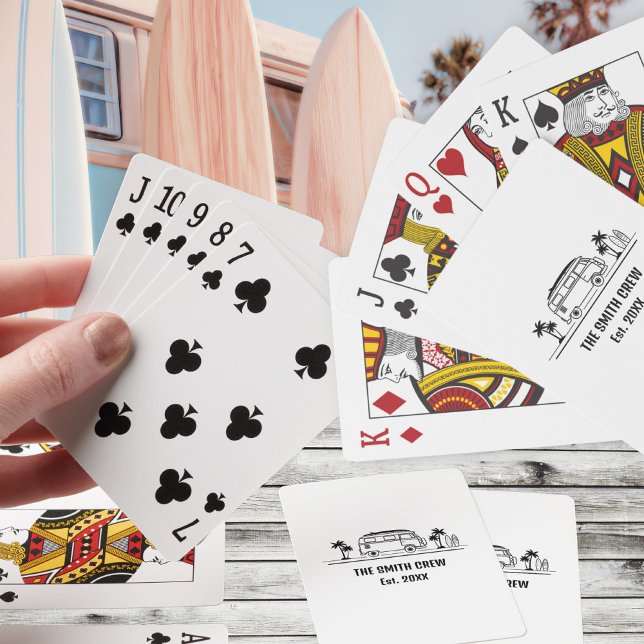 Vintage Van Life Surfer Crew Casinokort (Vintage Van Life Surfer Crew Poker Cards ©Susanne Sachers - Sunny Wanderlust 🌞✈️)