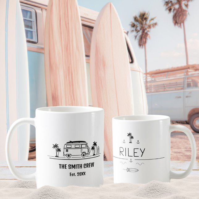 Vintage Van Life Surfer Crew Kaffemugg (Vintage Van Life Surfer Crew Coffee Mug ©Susanne Sachers - Sunny Wanderlust 🌞✈️)